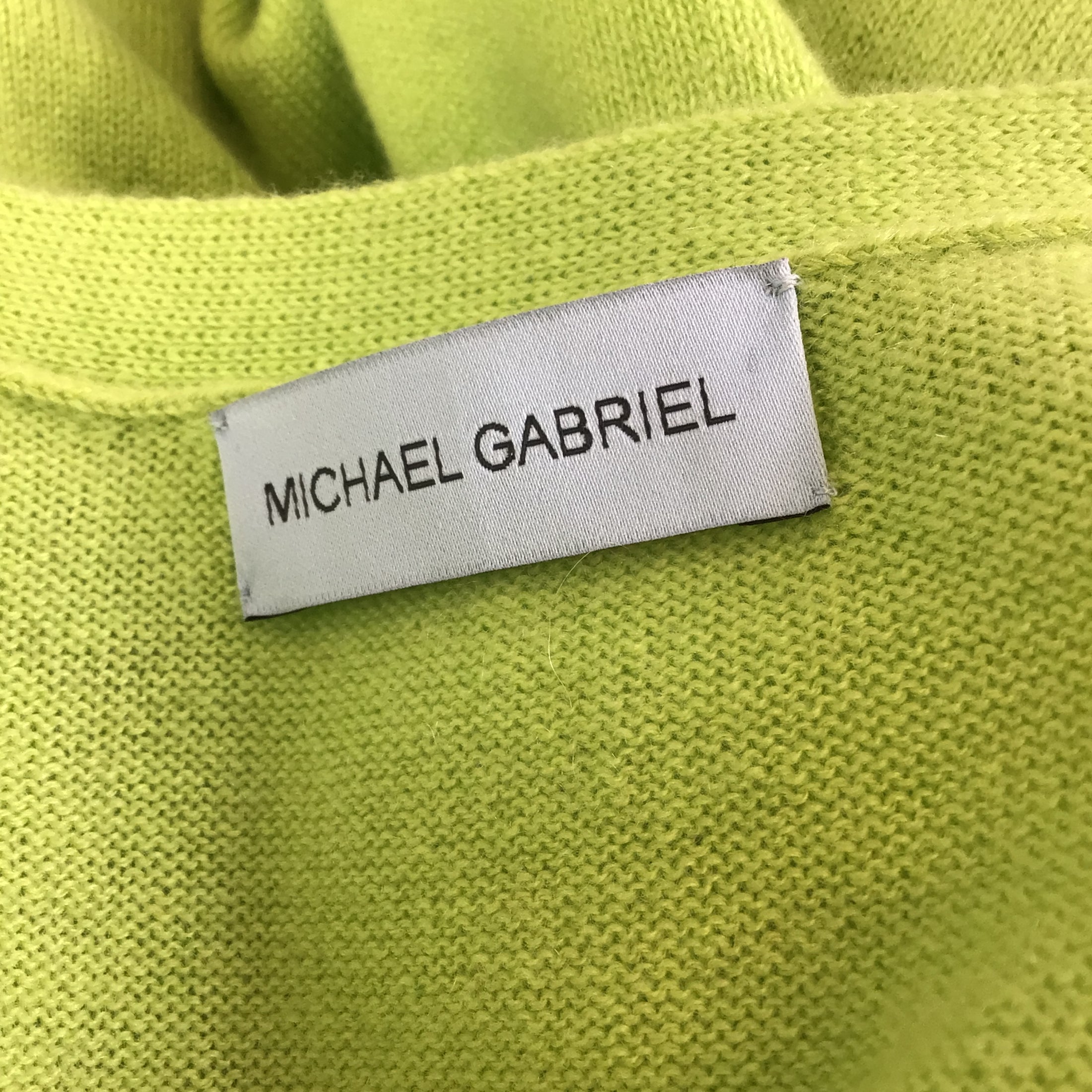 Michael Gabriel Lime Green Avatar Knit Oversized Long Sleeved Cashmere Button-down Cardigan Sweater