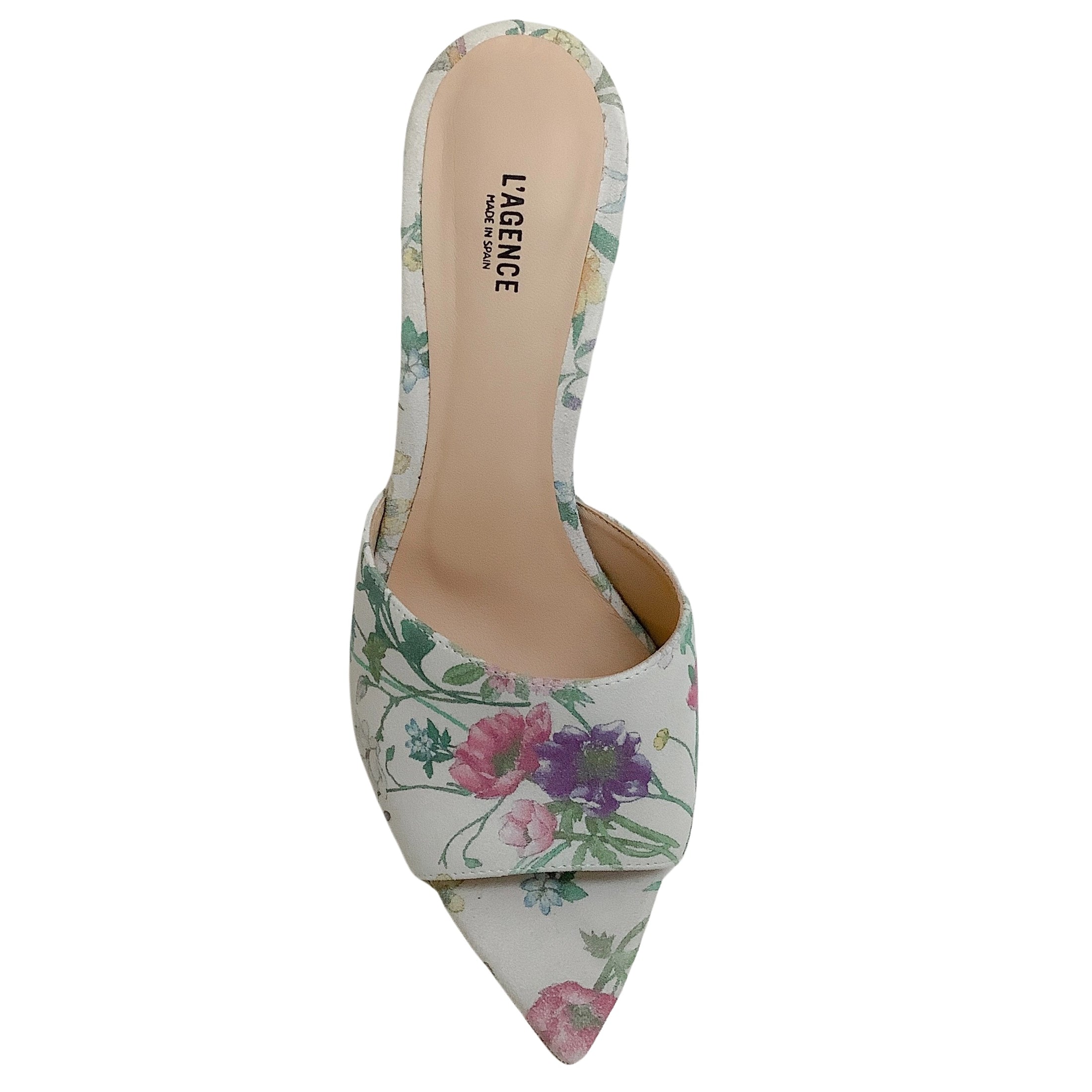 L'Agence Multi Floral Lolita Pointed Toe Slide Sandals
