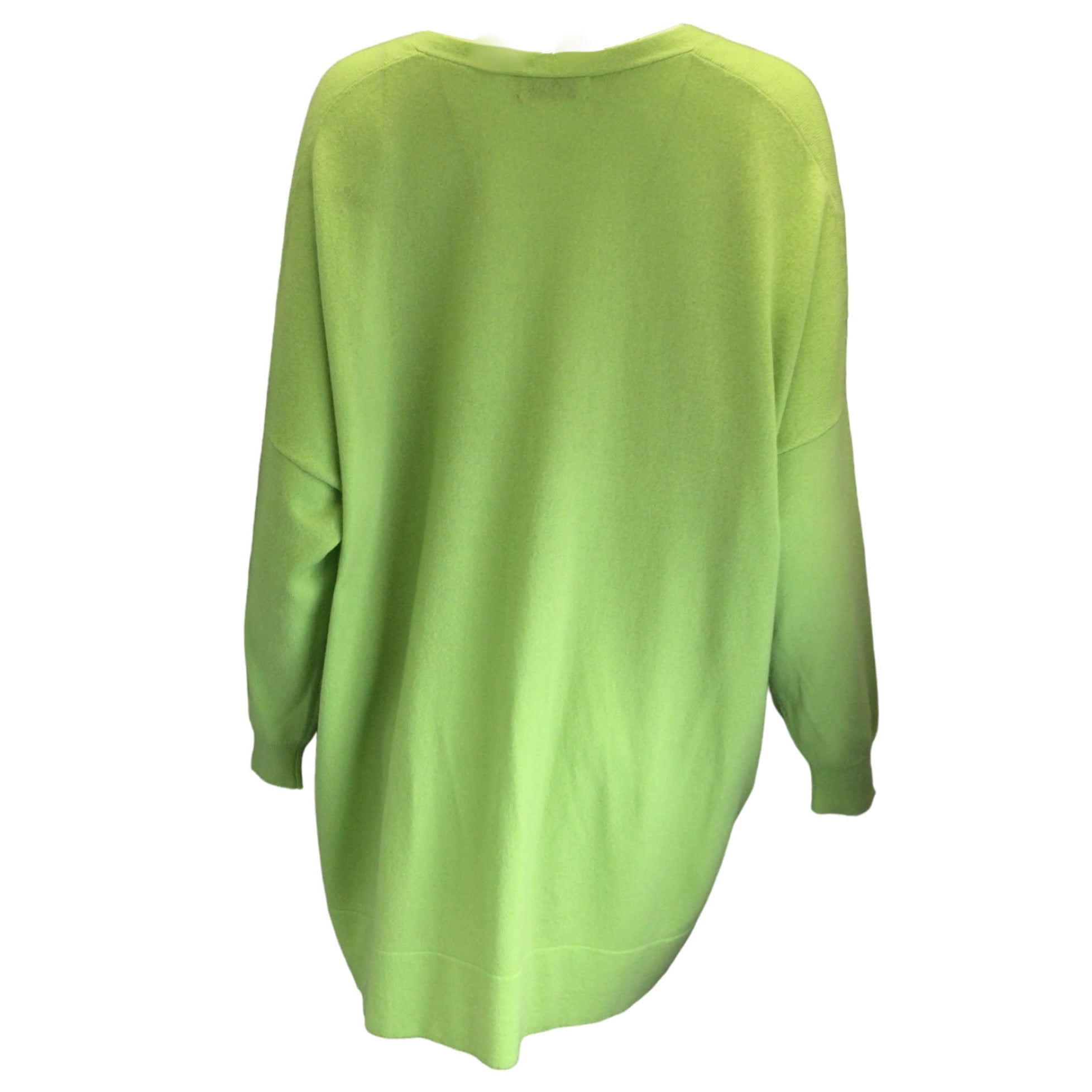 Michael Gabriel Lime Green Avatar Knit Oversized Long Sleeved Cashmere Button-down Cardigan Sweater