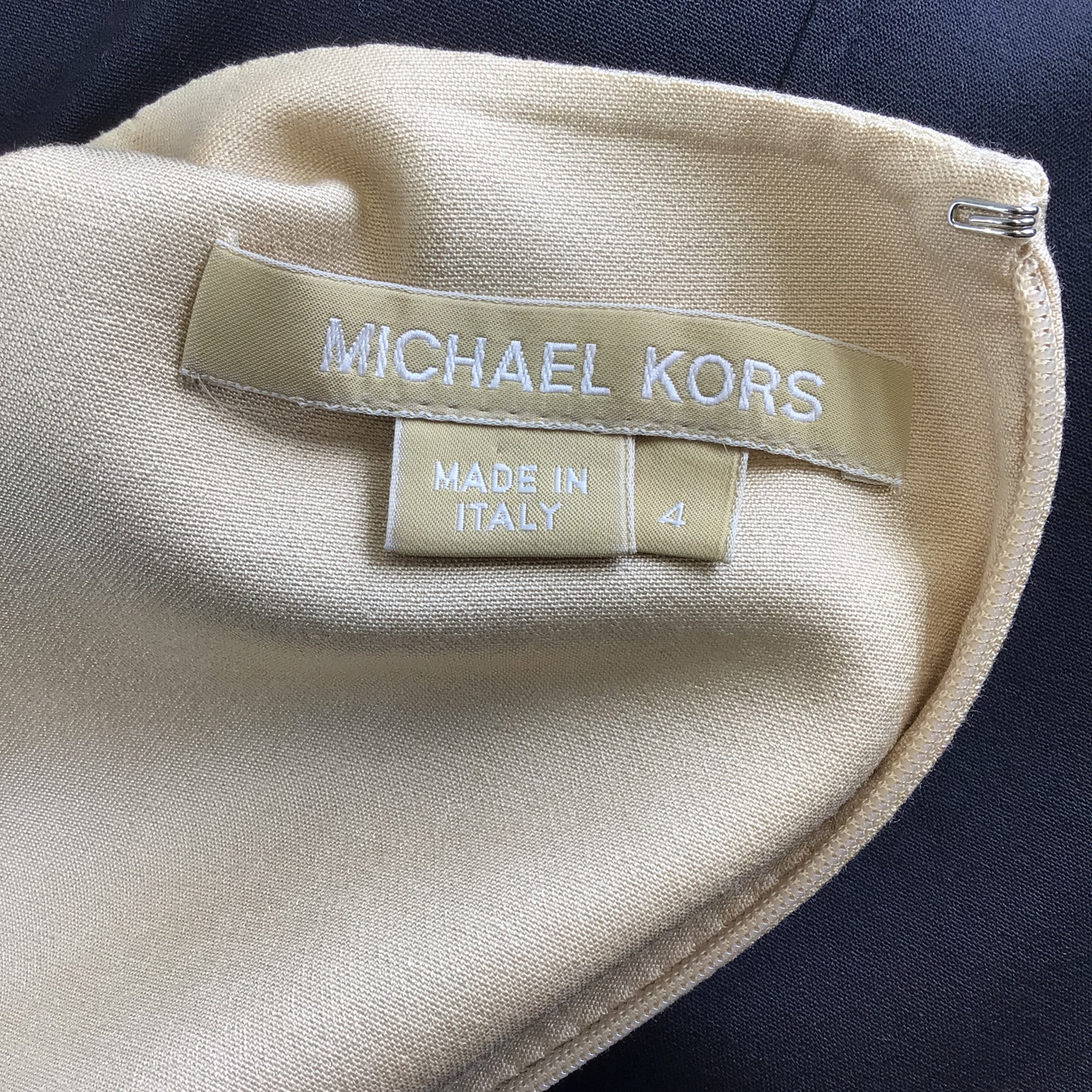Michael Kors Black / Nude Fitted Silk Knit Sheath Dress