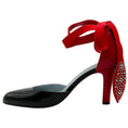 Load image into Gallery viewer, Valentino Black Patent Leather / Red Foliefoliage Embellished Ankle Tie Pumps