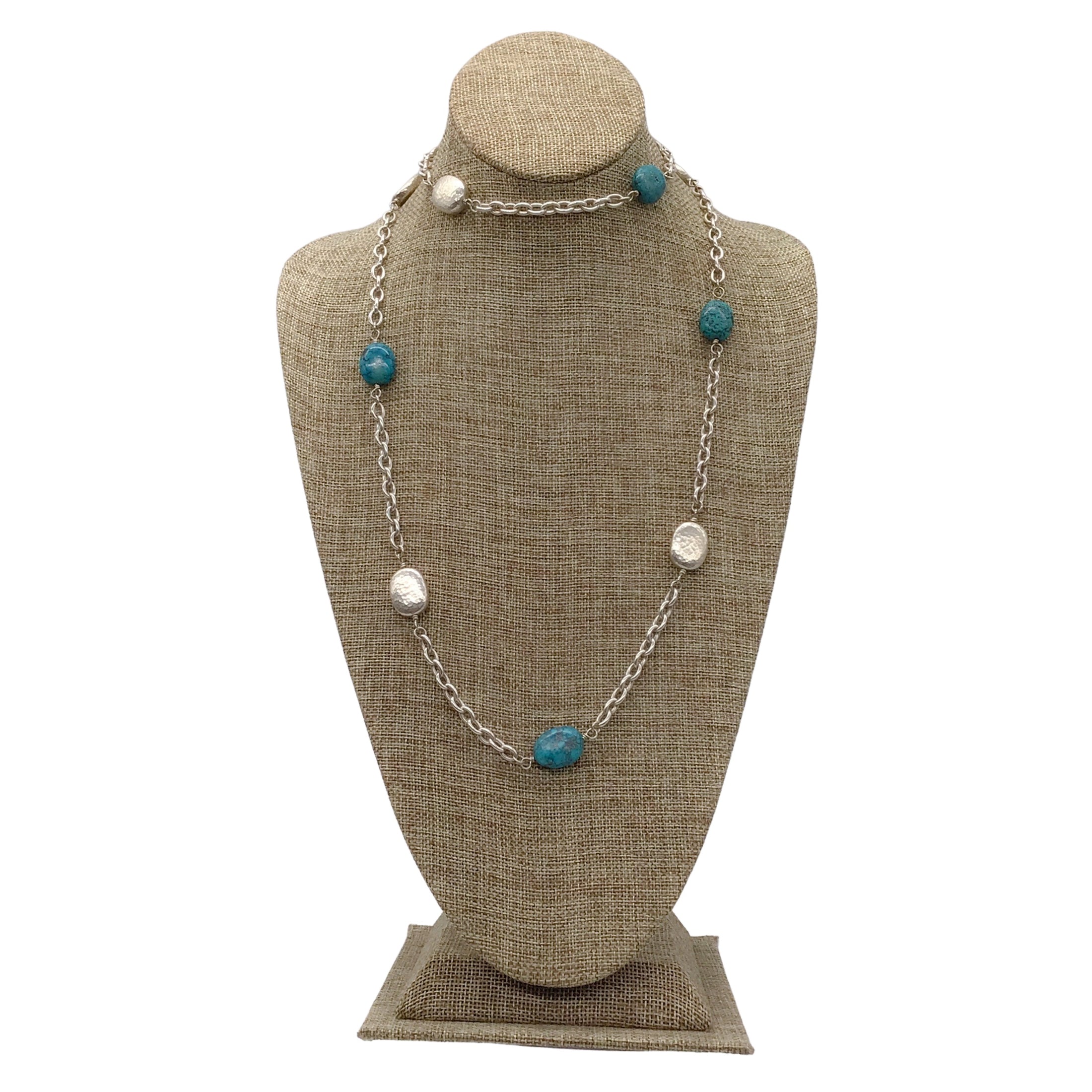 Gurhan Turquoise / Sterling Silver Station Chain Link Necklace