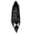 Load image into Gallery viewer, Valentino Black / White 50mm One Stud Patent Leather Pumps