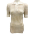 Load image into Gallery viewer, Christian Dior Cream / Gold Short Sleeved Cashmere Houndstooth Polo Sweater
