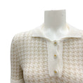 Load image into Gallery viewer, Christian Dior Cream / Gold Short Sleeved Cashmere Houndstooth Polo Sweater