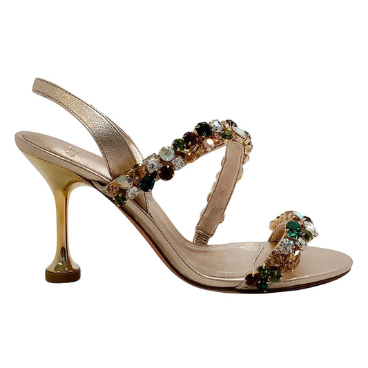 Alexandre Birman Gold Multi Crystal Betina 85 Sandals