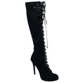 Load image into Gallery viewer, Giambattista Valli Black Suede Open Toe Lace Up Tall Boots