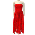 Load image into Gallery viewer, Cara Cara Red Embroidered Eyelet Strapless Torres Dress