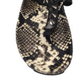 Load image into Gallery viewer, Pedro Garcia Beige / Black Spiked T-Strap Flat Snakeskin Leather Sandals
