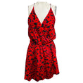 Load image into Gallery viewer, Saint Laurent Red / Black Printed Sleeveless Silk Wrap Mini Dress