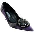 Load image into Gallery viewer, Prada Purple Tweed Pumps with Crystal Embellishment