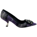 Load image into Gallery viewer, Prada Purple Tweed Pumps with Crystal Embellishment