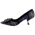 Load image into Gallery viewer, Prada Purple Tweed Pumps with Crystal Embellishment