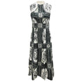 Load image into Gallery viewer, Lela Rose Black / White / Grey Floral Printed Sleeveless Cotton Midi Dress