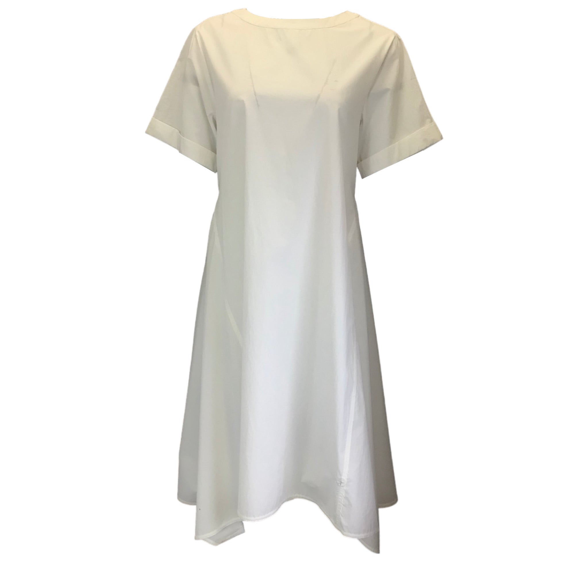 Brunello Cucinelli White Short Sleeved Cotton Midi Dress