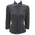 Load image into Gallery viewer, Chanel Black / White / Blue Zip Front Tweed Jacket