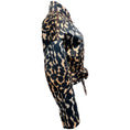 Load image into Gallery viewer, Maison Rabih Kayrouz Navy Blue Leopard Print Cropped Moto Jacket
