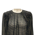 Load image into Gallery viewer, Saint Laurent Black / Gold Ruffled Long Sleeved Silk Mini Dress