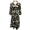 Load image into Gallery viewer, Samantha Sung Green Multi Leaf Print Cotton Midi Dress with Belt