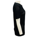Load image into Gallery viewer, Louis Vuitton Black Faux Leather Whipstitch Trimmed Perforated Knit Top
