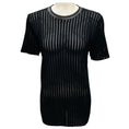 Load image into Gallery viewer, Louis Vuitton Black Faux Leather Whipstitch Trimmed Perforated Knit Top