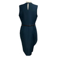Load image into Gallery viewer, Christian Dior Teal Ruffled Sleeveless Crepe Fitted Midi Dress with Belt
