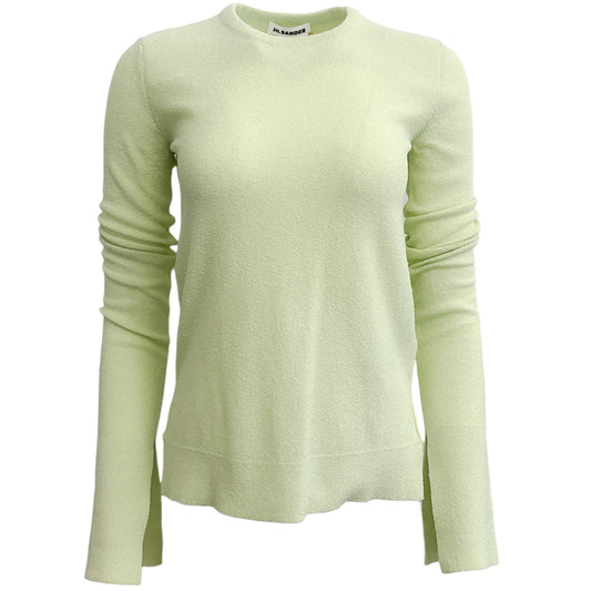 Jil Sander Lime Cotton Slit Sleeve Sweater