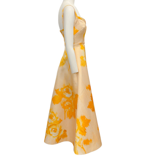 Emilia Wickstead Yellow Moire Elvita Rose Print Dress