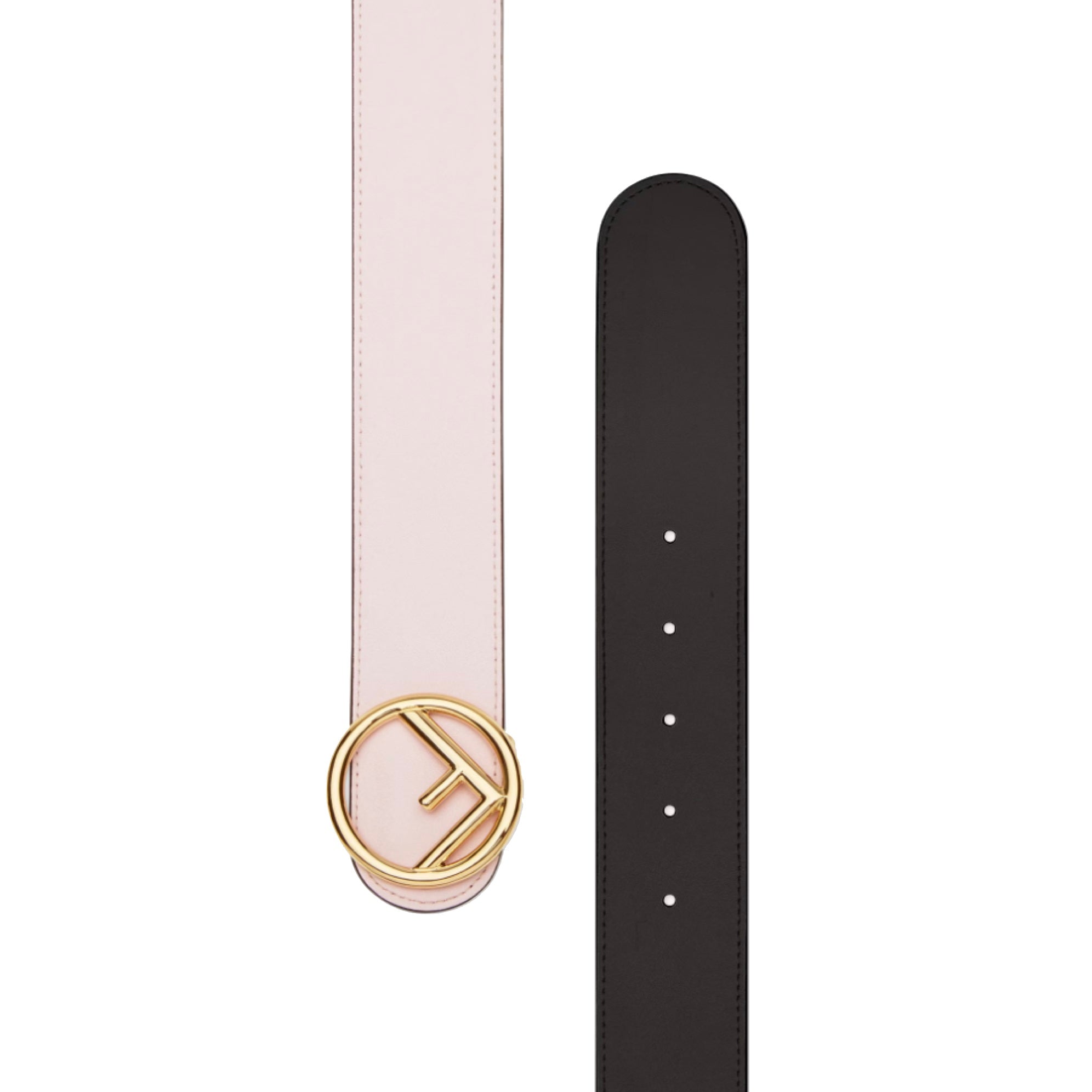 Fendi Black / Light Pink F is Fendi Reversible Calfskin Leather Belt