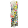 Load image into Gallery viewer, Badgley Mischka Green Multi Sequined One Shoulder Cocktail Dress with Fringe Detail