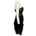 Load image into Gallery viewer, Oscar de la Renta Black Sequin and Feather Embellished Strapless Cocktail Dress