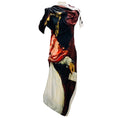 Load image into Gallery viewer, McQueen Multicolor Velazquez Asymmetric Printed Silk Midi Dress
