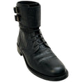 Load image into Gallery viewer, Saint Laurent Black Embossed Leather Ankle Buckle Lace Up Boots