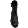 Load image into Gallery viewer, Saint Laurent Black Embossed Leather Ankle Buckle Lace Up Boots