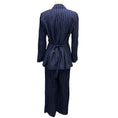 Load image into Gallery viewer, Lafayette 148 New York Navy Blue / White Crinkled Pinstriped Jacket and Pants Suit Set