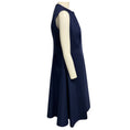 Load image into Gallery viewer, Paule Ka Navy Blue Sleeveless Satin Flared Cocktail Dress