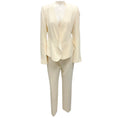 Load image into Gallery viewer, Fabiana Filippi Ivory Embellished Open Front Cady Jacket and Straight Leg Tailored Pants Suit Set