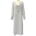 Load image into Gallery viewer, Carolina Herrera Ivory / Grey Pinstriped Kaftan Maxi Dress