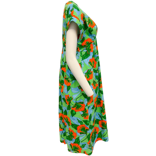 Muveil Green Multi Floral Cotton Dress