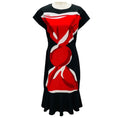 Load image into Gallery viewer, Boutique Moschino Black / Red / White Printed Crepe Midi Dress