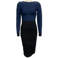 Load image into Gallery viewer, Herve Leger Navy Blue / Black Ruched Bodycon Dress