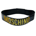 Load image into Gallery viewer, Moschino Black / Gold Logo Graphic Painted Genuine Leather Wide Belt