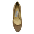 Load image into Gallery viewer, Jimmy Choo Nude Round Toe Suede Pumps with Gold Heel