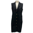 Load image into Gallery viewer, Celine Black / Gold Button-front Sleeveless Collared Cotton Dress
