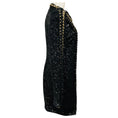 Load image into Gallery viewer, Balmain Black / Gold Chain Detail Sequined Cocktail Dress
