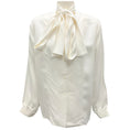 Load image into Gallery viewer, Celine Ivory Tie-Neck Long Sleeved Satin Blouse