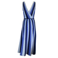 Load image into Gallery viewer, Carolina Herrera Blue Multi Striped Sleeveless V-Neck Knit Midi Dress
