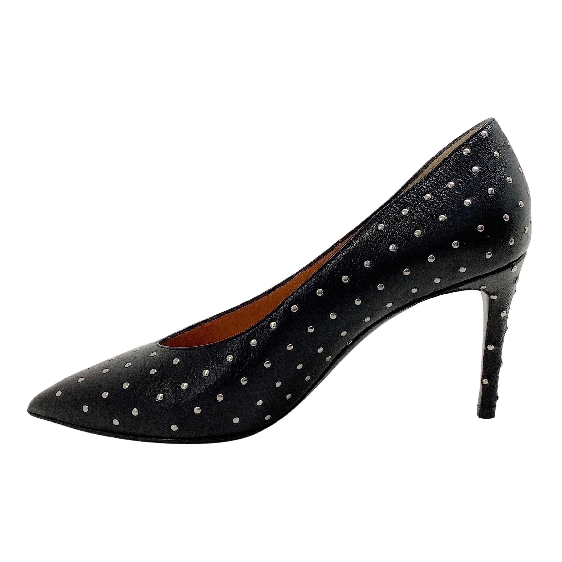 Laurence Dacade Black Leather Vivette 85 Pumps with Silver Studs