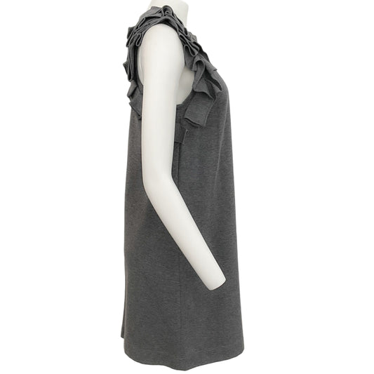 Brunello Cucinelli Heather Grey Sleeveless Dress with Ruffle Detail