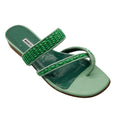 Load image into Gallery viewer, Manolo Blahnik Mint Green Leather and Raffia Slide Sandals